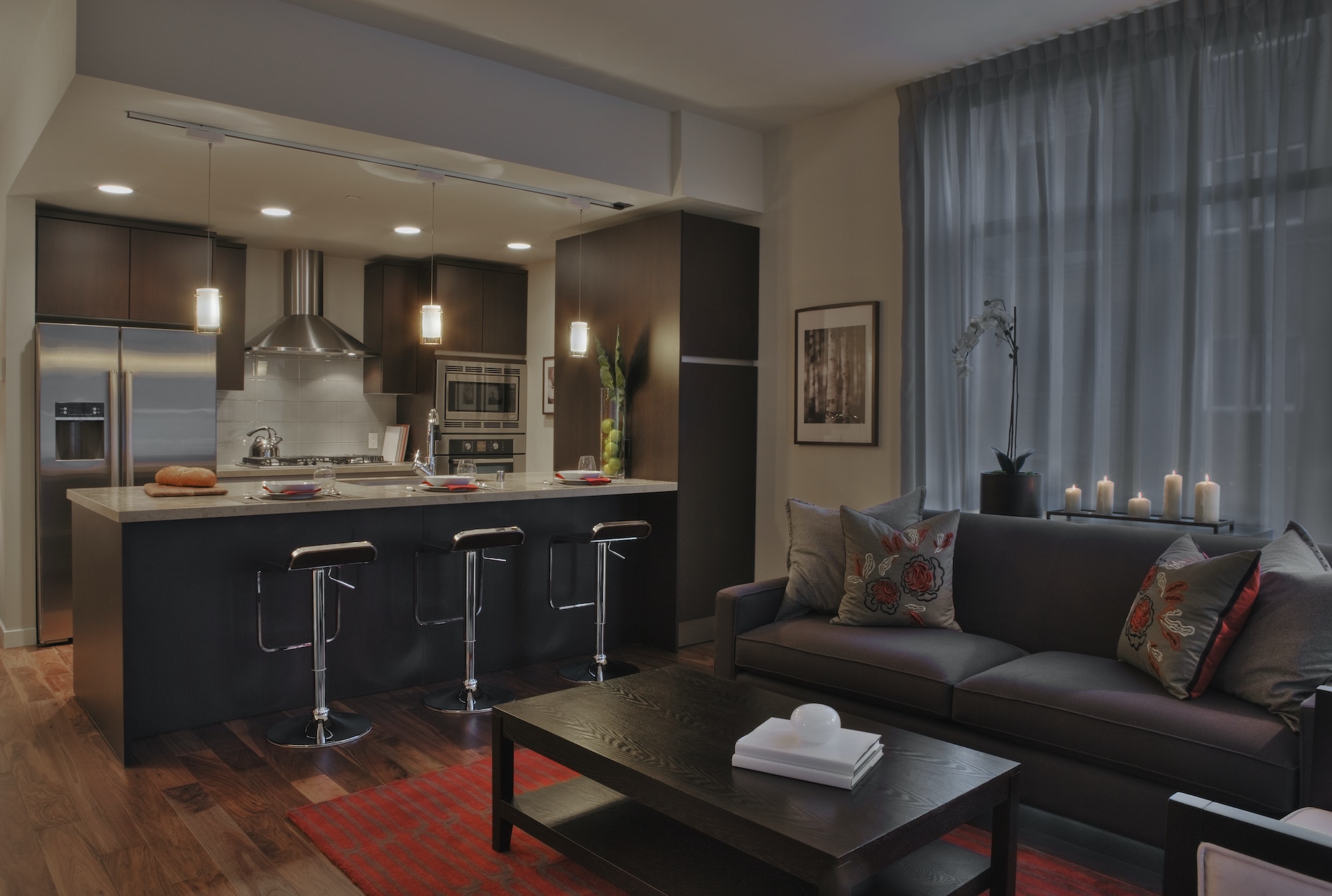 Luxury kitchen and living room